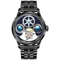 IDEAL KNIGHT blue earth tourbillon watch luxury skeleton automatic timepiece