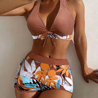 Bikini set short swimsuit women high waist swimwear printed beachwear