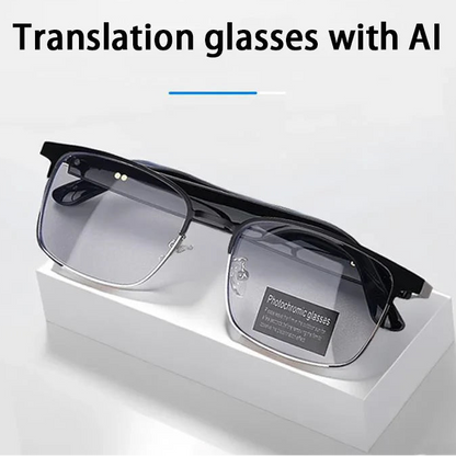 Smart AI Brille mit Echtzeit-Übersetzung in 144 Sprachen - Kabellose Bluetooth-Übersetzungsbrille