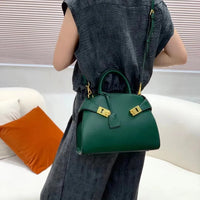 Ari modern classic shell bag – soft structured style double lock charm