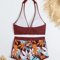 Bikini set short swimsuit women high waist swimwear printed beachwear