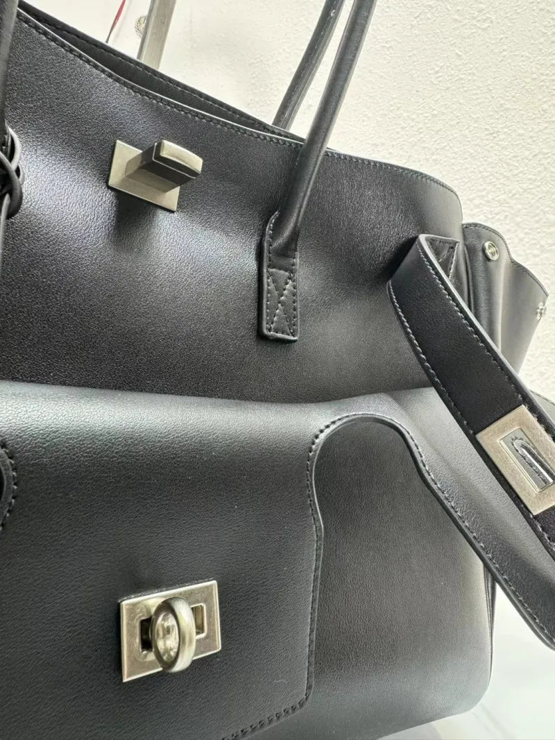 Designer cow split leather large capacity shoulder women bag