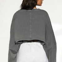 Loose fit round neck crop sweater women Short