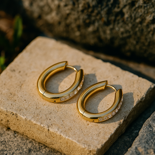 Creolen Oval mit Kristallbesatz