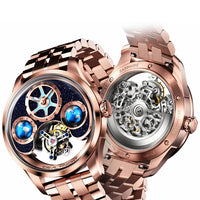 IDEAL KNIGHT blue earth tourbillon watch luxury skeleton automatic timepiece