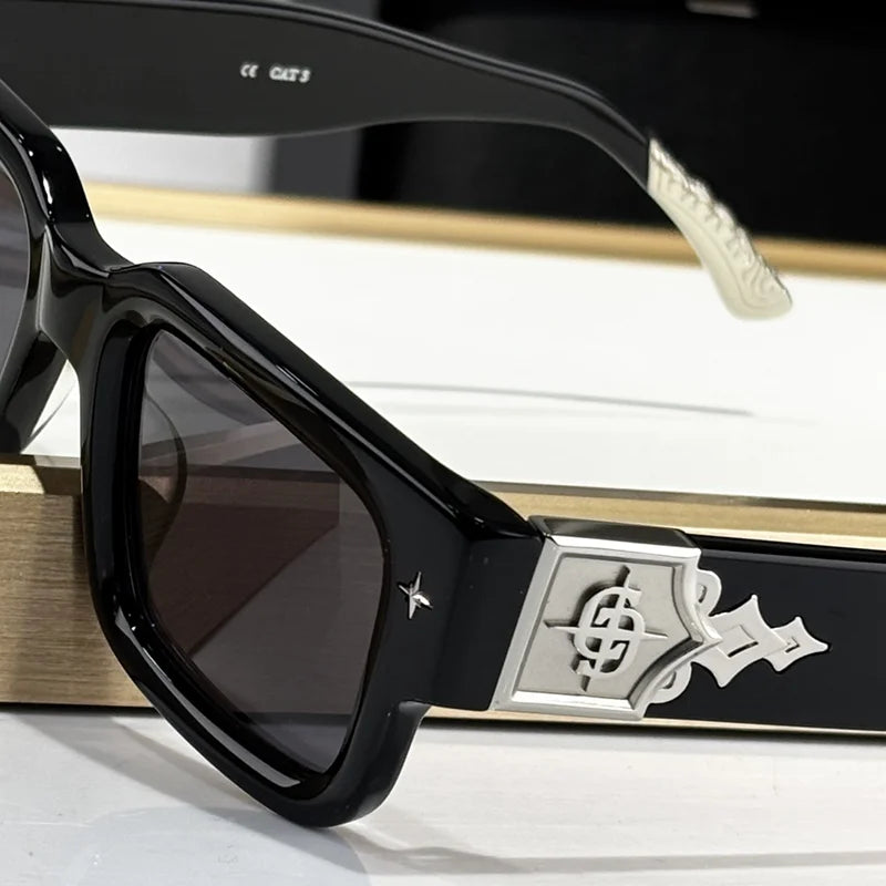 Getaway jet black thick acetatе high‑street shades luxury eyewear
