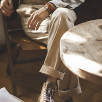 maden adjustable high waist khaki cargo pants vintage style for men