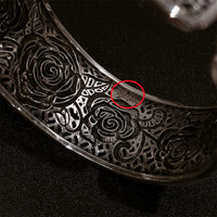 Handcrafted s999 sterling silver rose filigree bangle wide bracelet unique artisan design