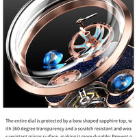 IDEAL KNIGHT blue earth tourbillon watch luxury skeleton automatic timepiece