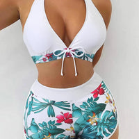 Bikini set short swimsuit women high waist swimwear printed beachwear