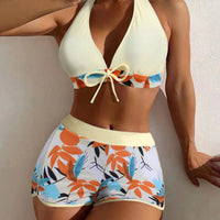 Bikini set short swimsuit women high waist swimwear printed beachwear