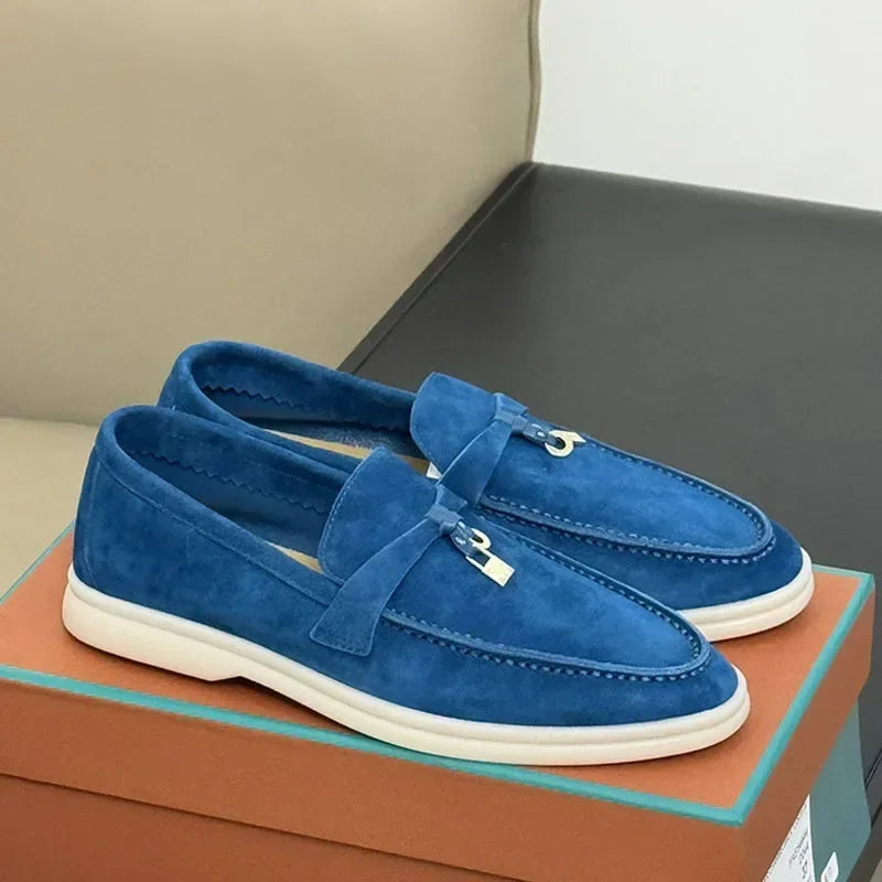 Classic british style loafers – flat fringe shoes with metal buckle