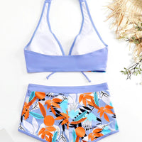 Bikini set short swimsuit women high waist swimwear printed beachwear