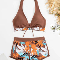 Bikini set short swimsuit women high waist swimwear printed beachwear