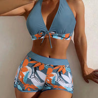 Bikini set short swimsuit women high waist swimwear printed beachwear