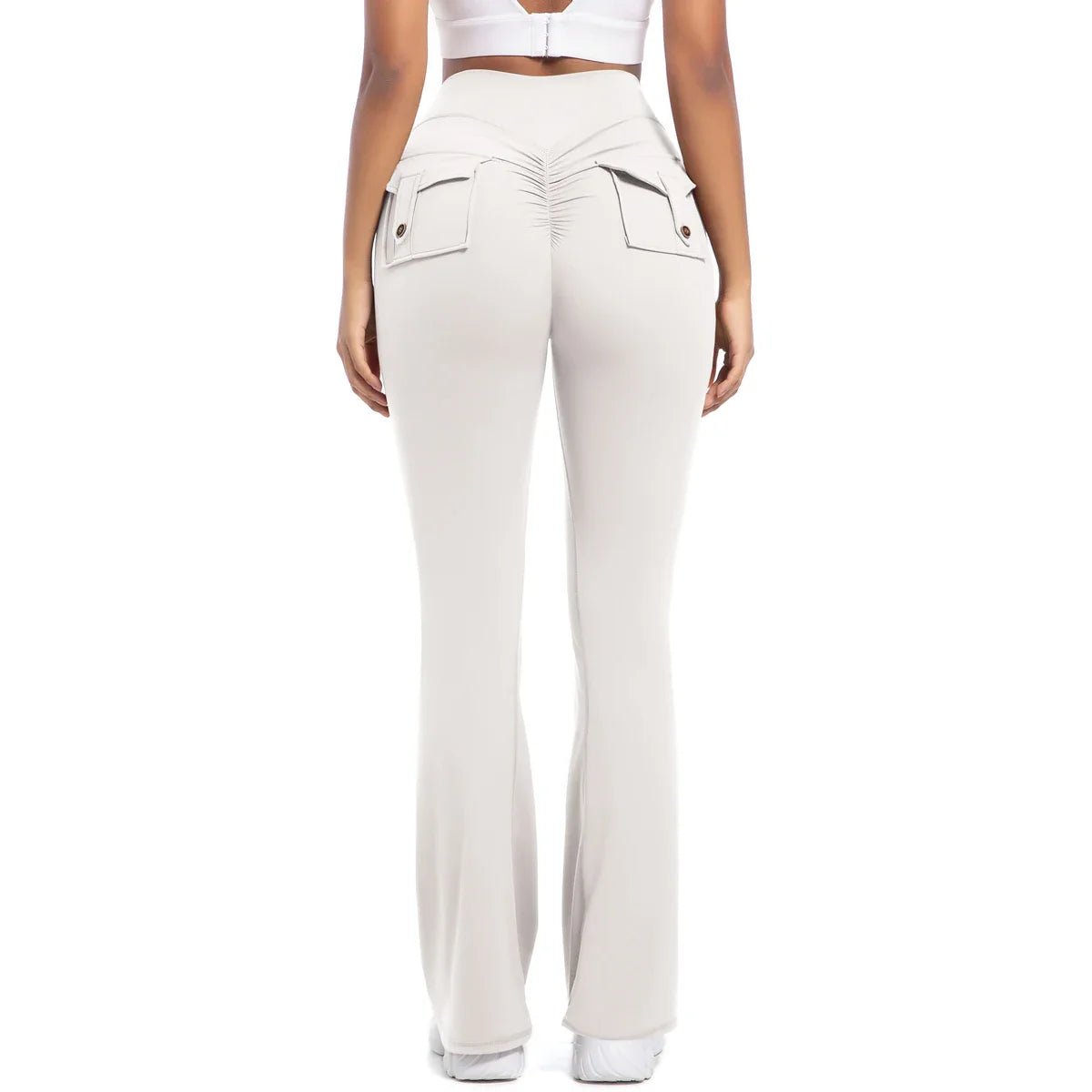 Women Flare pocket leggings high waist Breathable street style