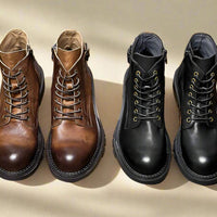 Classic handmade vintage leather ankle boots genuine leather