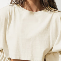 Loose fit round neck crop sweater women Short