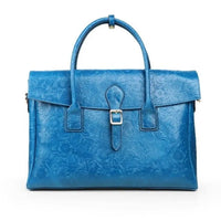 Vintage flower carved leather bag  single shoulder briefcase & business satchel