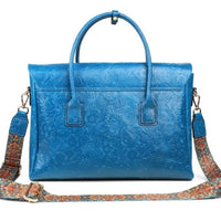 Vintage flower carved leather bag  single shoulder briefcase & business satchel