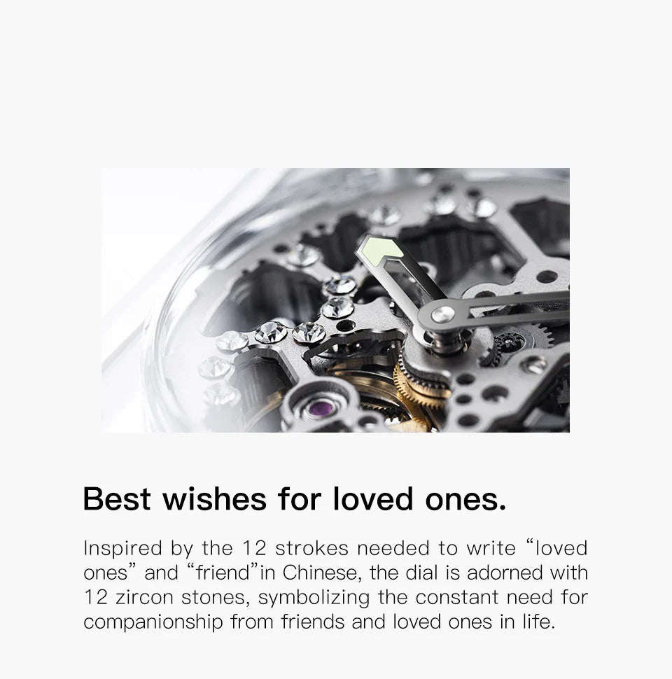 CIGA Design crystal love series elegant skeleton automatic watch for ladies