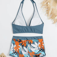 Bikini set short swimsuit women high waist swimwear printed beachwear