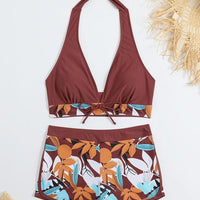 Bikini set short swimsuit women high waist swimwear printed beachwear