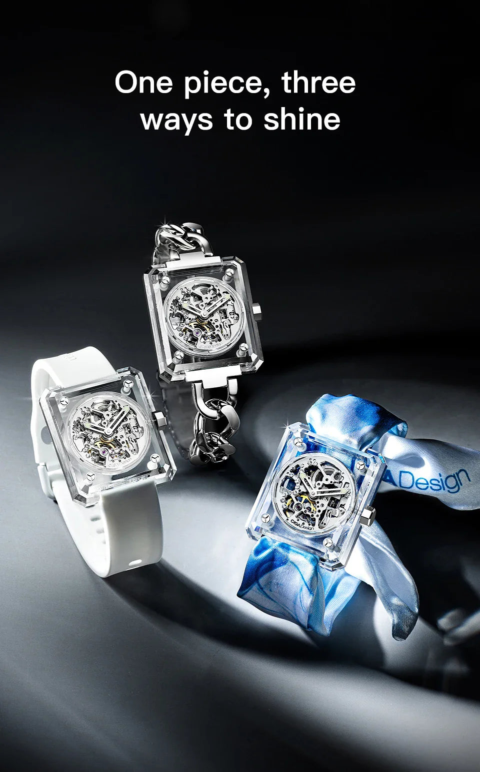 CIGA Design crystal love series elegant skeleton automatic watch for ladies