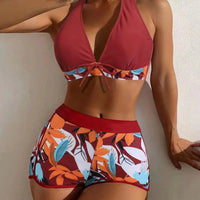 Bikini set short swimsuit women high waist swimwear printed beachwear