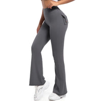 Women Flare pocket leggings high waist Breathable street style