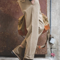 maden adjustable high waist khaki cargo pants vintage style for men