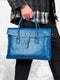 Vintage flower carved leather bag  single shoulder briefcase & business satchel
