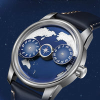 Earth automatic watch unique earth design stainless steel waterproof luminous dial
