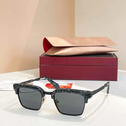 jacques marie mage ALIN vintage half rim sunglasses alloy acetate retro style