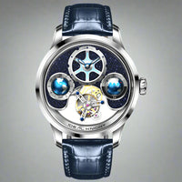 IDEAL KNIGHT blue earth tourbillon watch luxury skeleton automatic timepiece