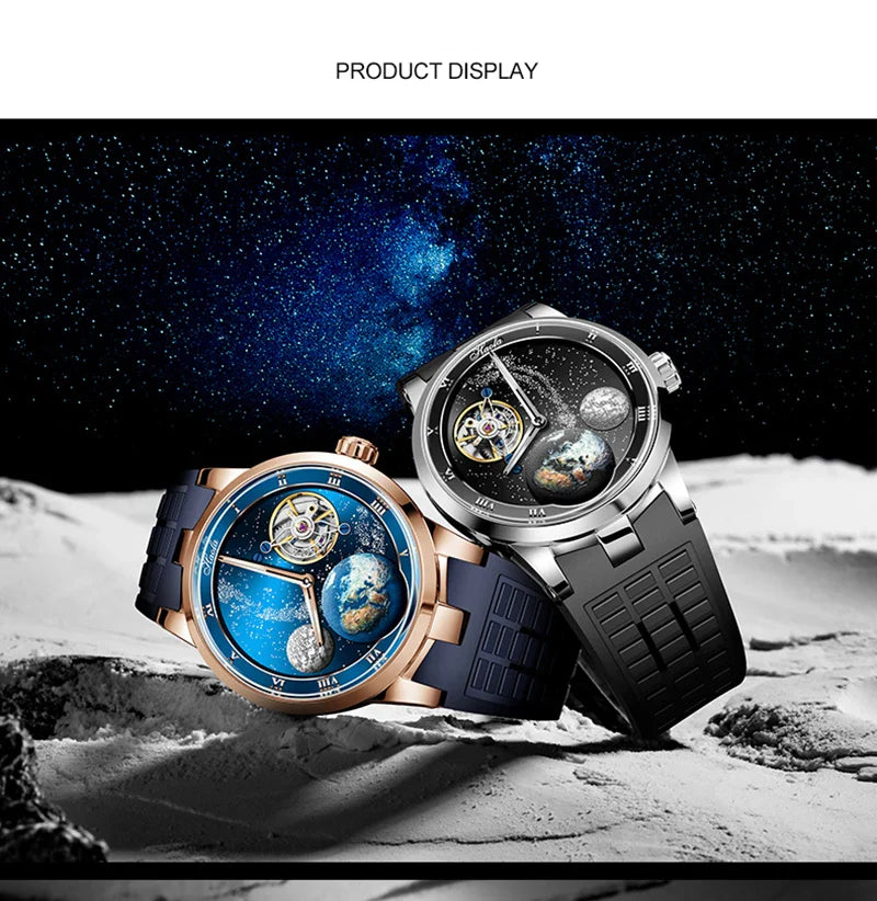 Haofa luxury men watch carrousel sapphire starry dial mechanical wristwatch