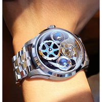 IDEAL KNIGHT blue earth tourbillon watch luxury skeleton automatic timepiece