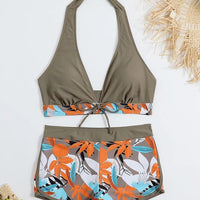 Bikini set short swimsuit women high waist swimwear printed beachwear