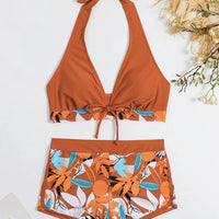 Bikini set short swimsuit women high waist swimwear printed beachwear