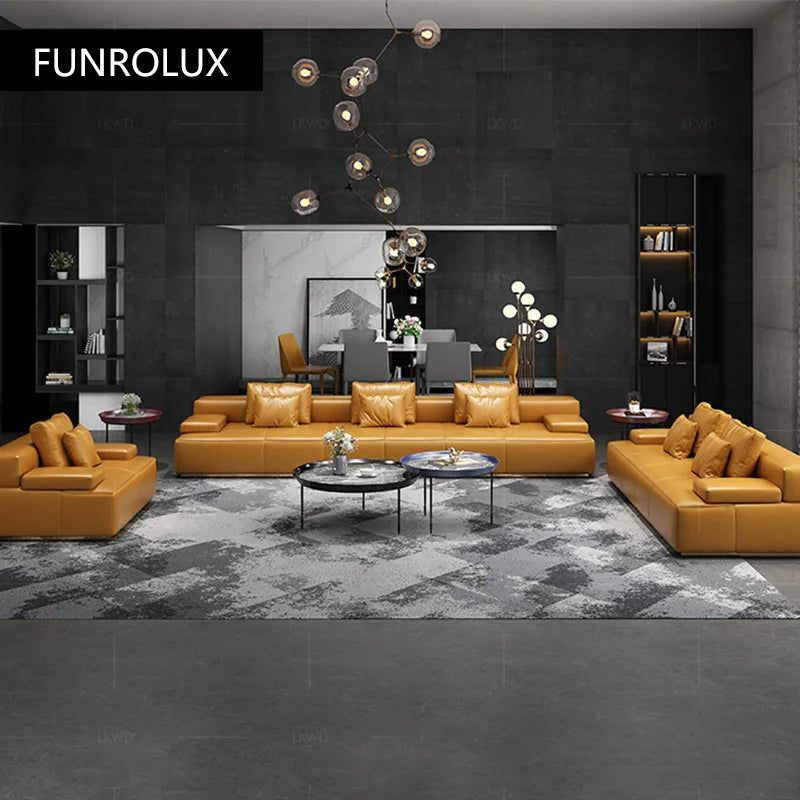 Exklusive Light Luxury Leder Wohnkombination