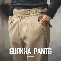 maden adjustable high waist khaki cargo pants vintage style for men