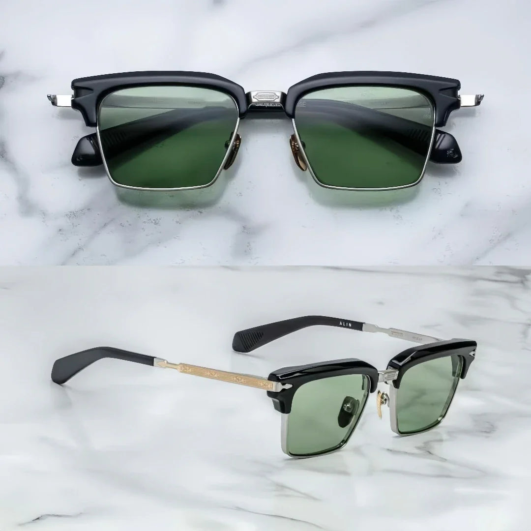 jacques marie mage ALIN vintage half rim sunglasses alloy acetate retro style