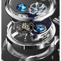 IDEAL KNIGHT blue earth tourbillon watch luxury skeleton automatic timepiece