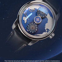 Earth automatic watch unique earth design stainless steel waterproof luminous dial