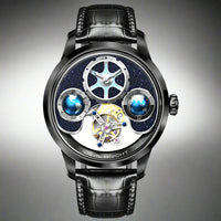 IDEAL KNIGHT blue earth tourbillon watch luxury skeleton automatic timepiece