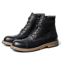 Men genuine leather handmade high quality comfortable boots