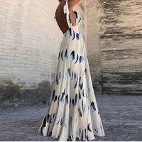 Rückenfreies Blumenkleid - Ärmelloses Maxikleid mit hoher Taille