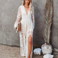 Boho style girl dress white cotton lace sleeveless long summer