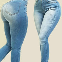 women high waist shaping jeans solid color skinny denim fit street style