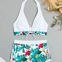 Bikini set short swimsuit women high waist swimwear printed beachwear
